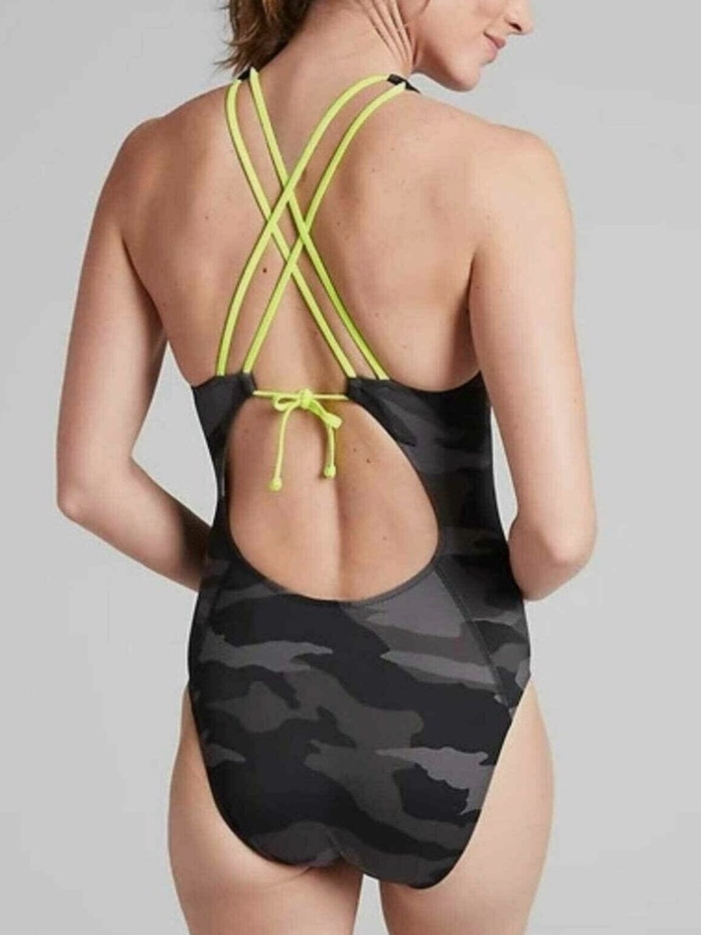 Freestyle Camo One-Piece Swimsuit with Neon Lime Straps size 36
